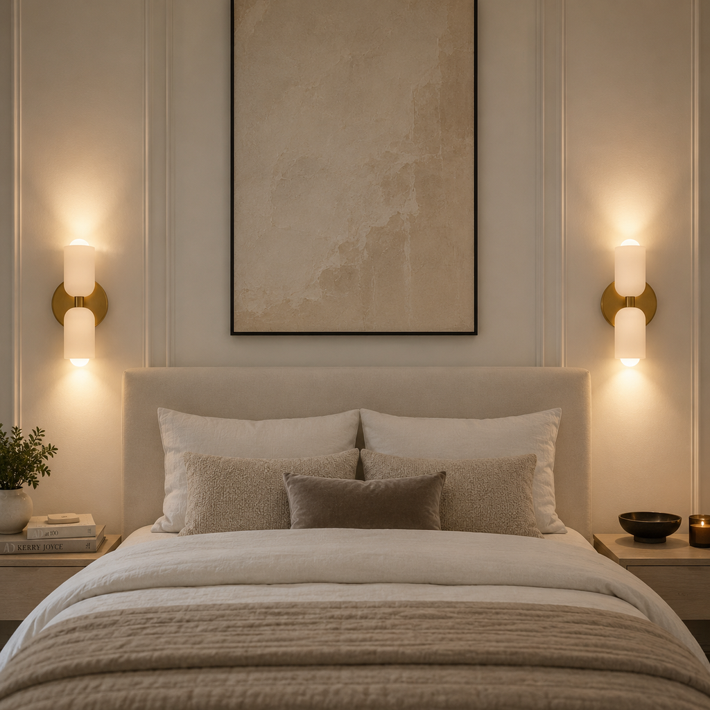 Minimalistische Designer-Wandleuchte - Acryldiffusor, Metallsockel und Gold-Finish