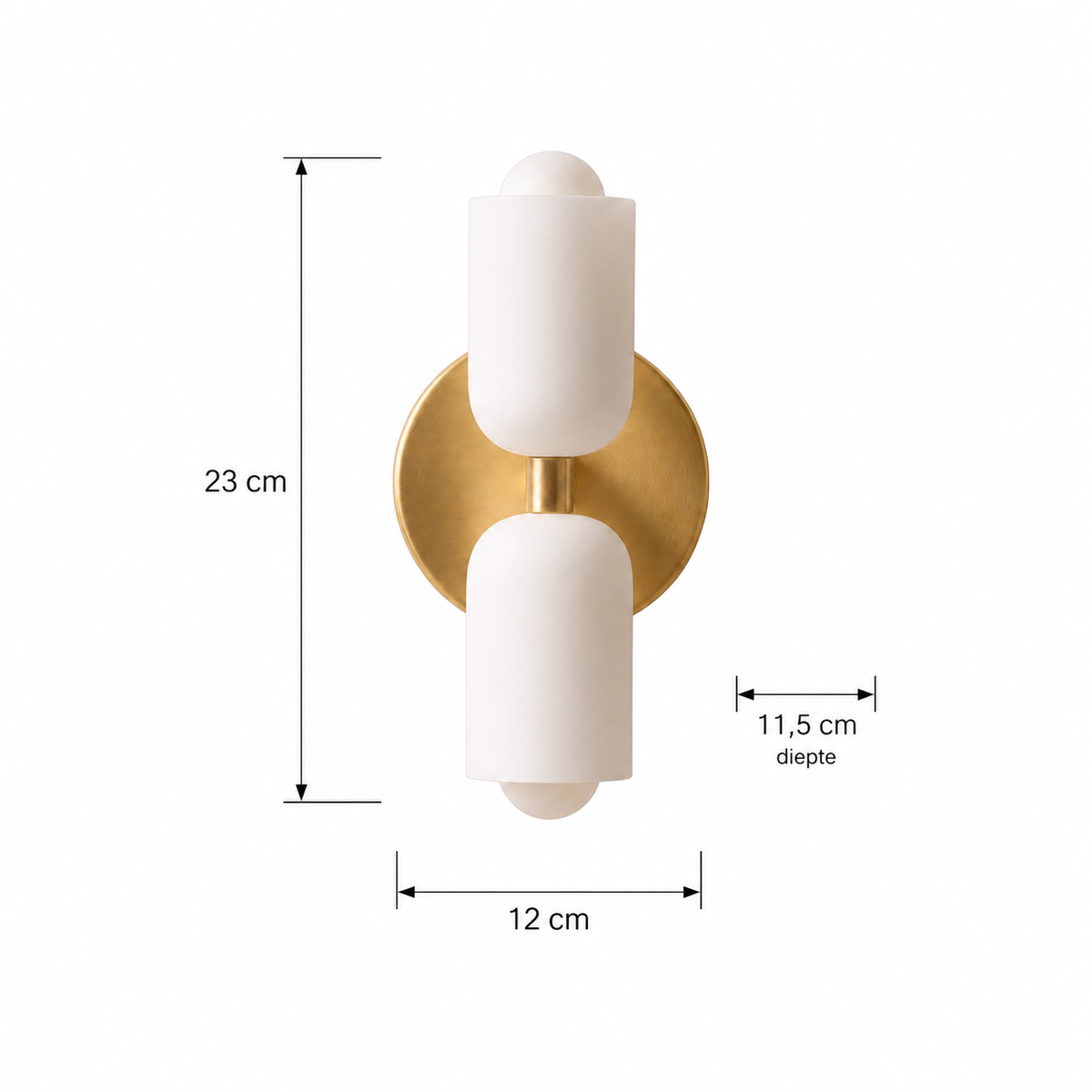 Minimalistische Designer-Wandleuchte - Acryldiffusor, Metallsockel und Gold-Finish