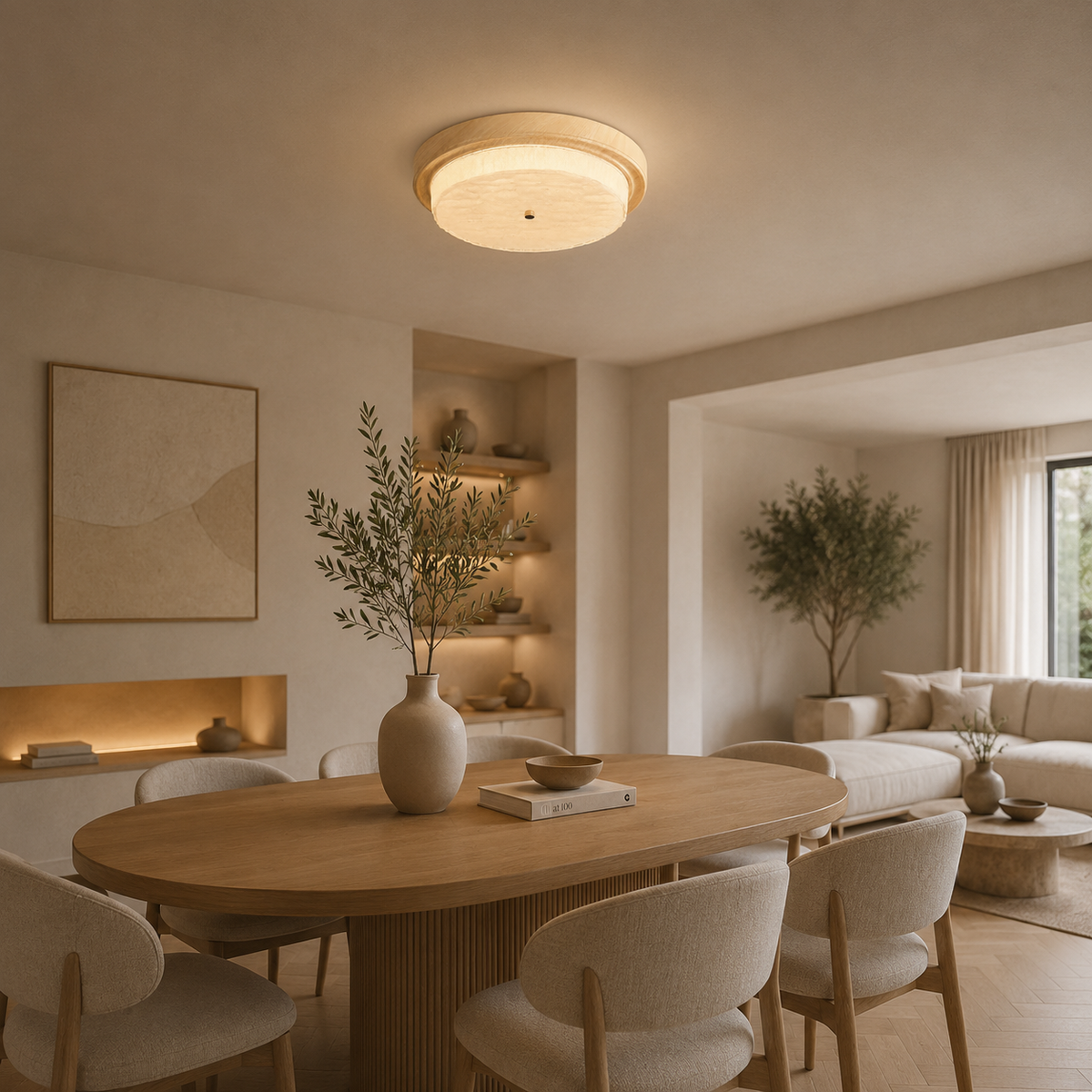 Stropní svítidlo se skleněným difuzorem - designová lampa s teplým bílým LED světlem