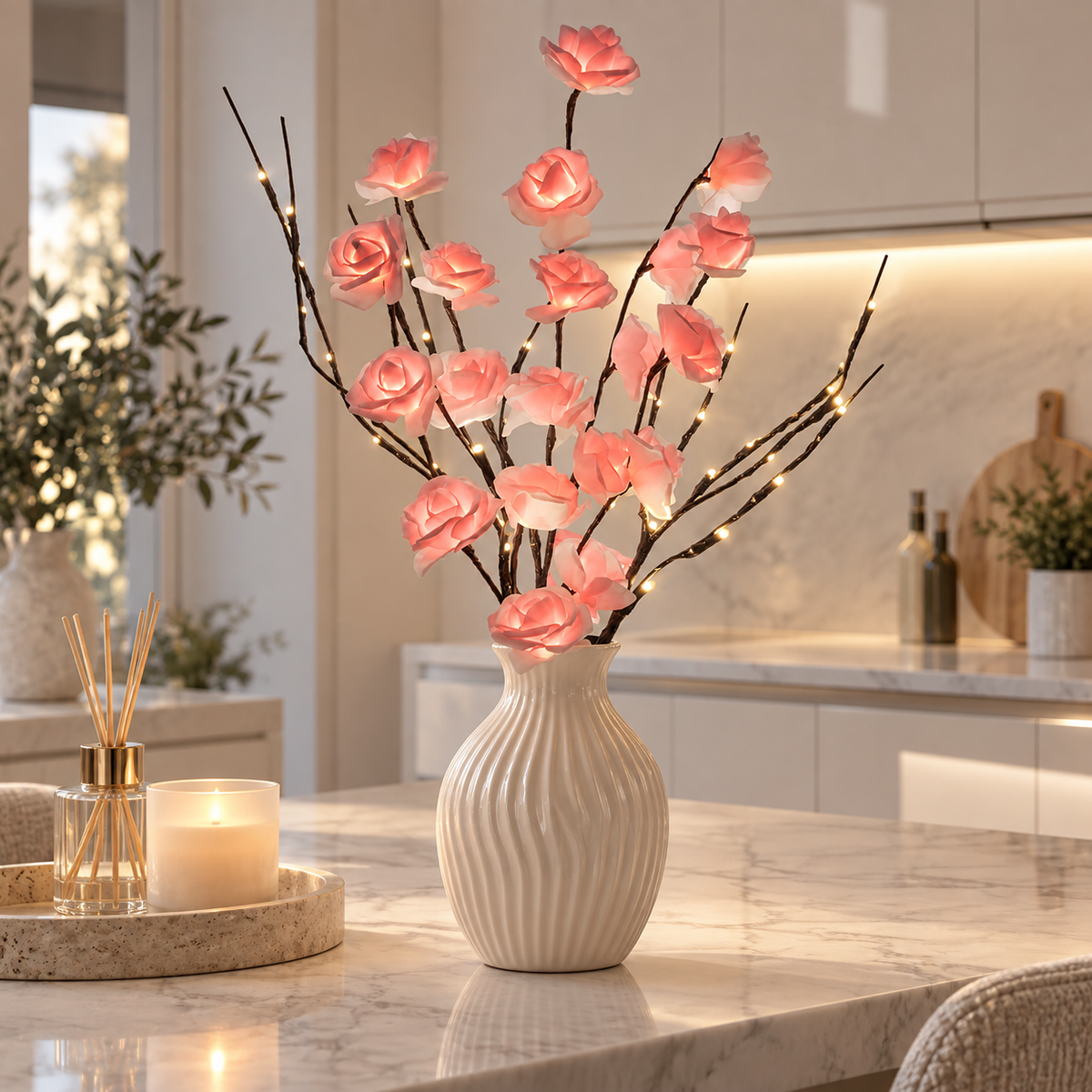 أغصان ديكورية مضاءة - 7 أنماط لمصباح بتصميم أنيق وإضاءة محيطية