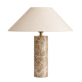Lampada da tavolo in marmo - Paralume in tessuto bianco con LED E27