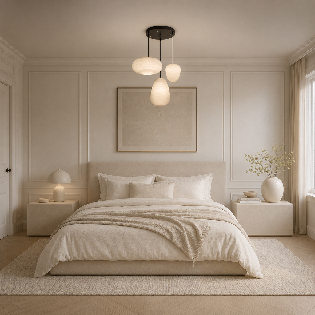 Pendellampa i räfflat opalglas – designbelysning med diffust ljus och stämningsbelysning