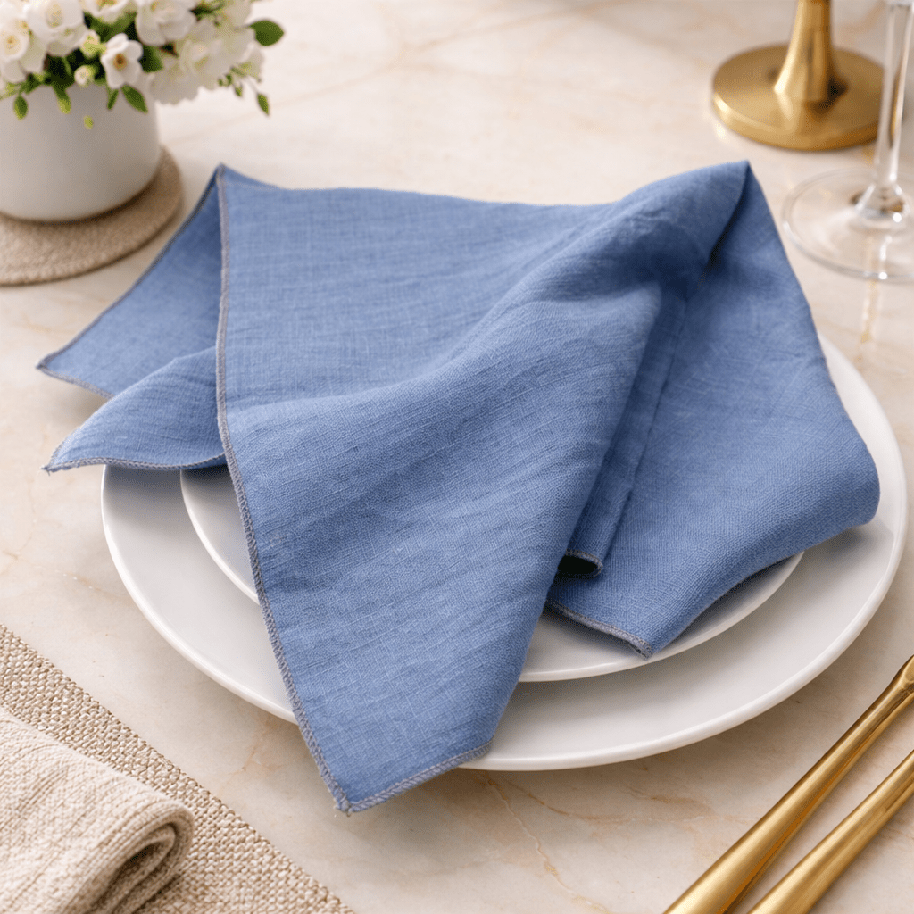Servilletas LinenAura elegantes, de 100 por ciento de lino, para recibir invitados en casa
