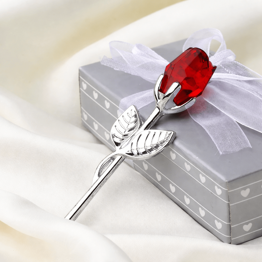 Aurora Crystal Rose Keepsake With Gold Or Silver Stem Timeless Gift For Her