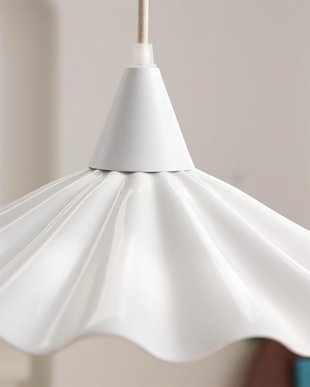 Rivora White Ceramic Pendant Light — 30cm Diameter Hardwired Ceiling Lamp