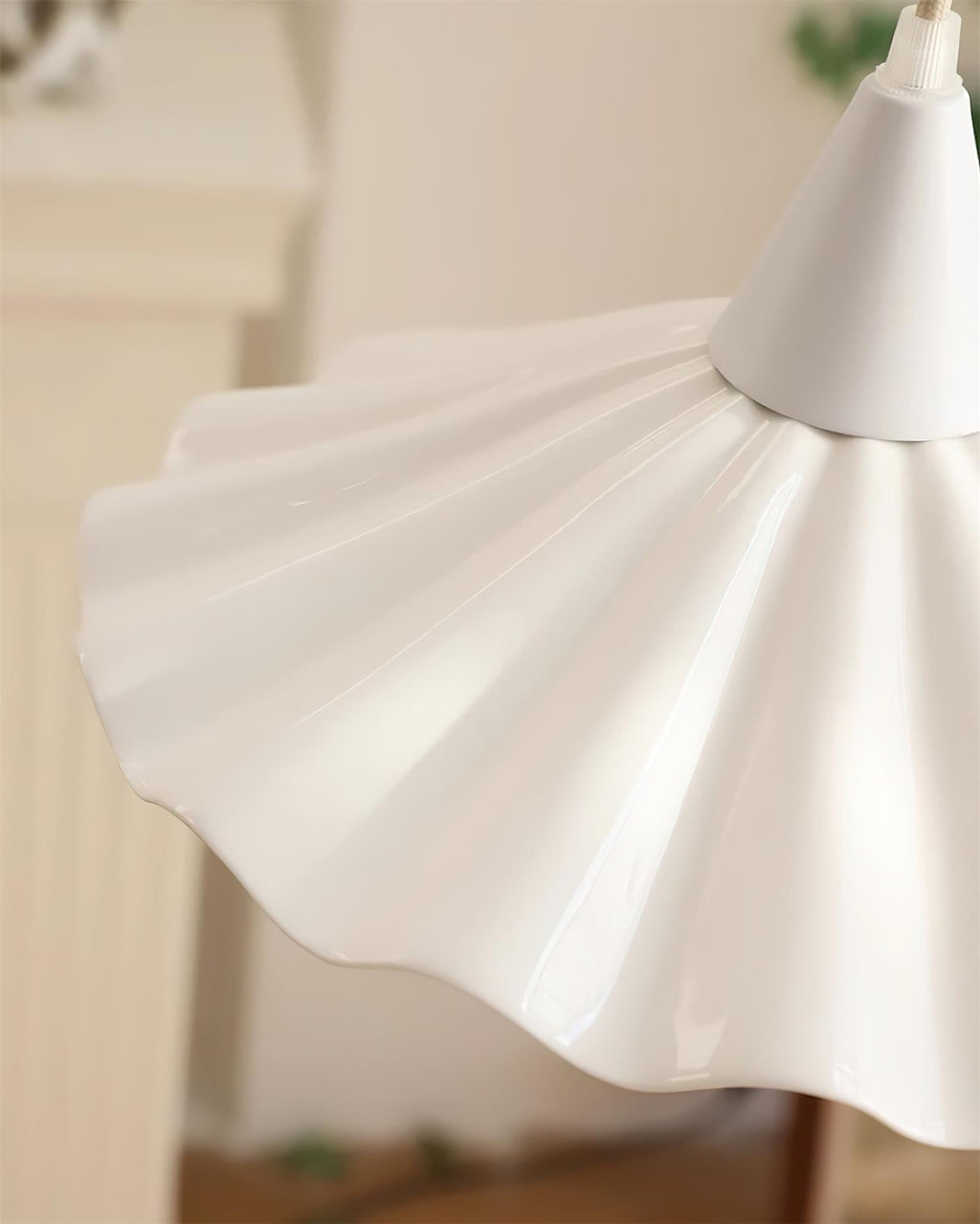 Rivora White Ceramic Pendant Light — 30cm Diameter Hardwired Ceiling Lamp