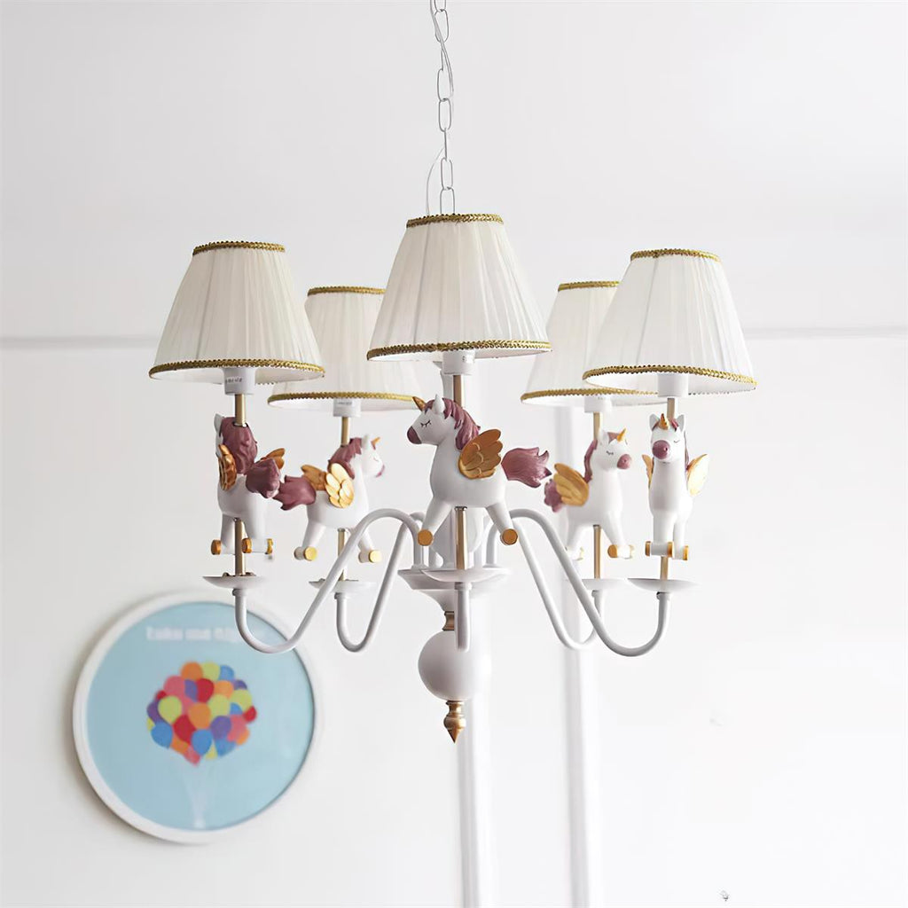 Lustre carrousel Delfio — Disposition à 5 ampoules, diamètre de 67cm, hauteur réglable
