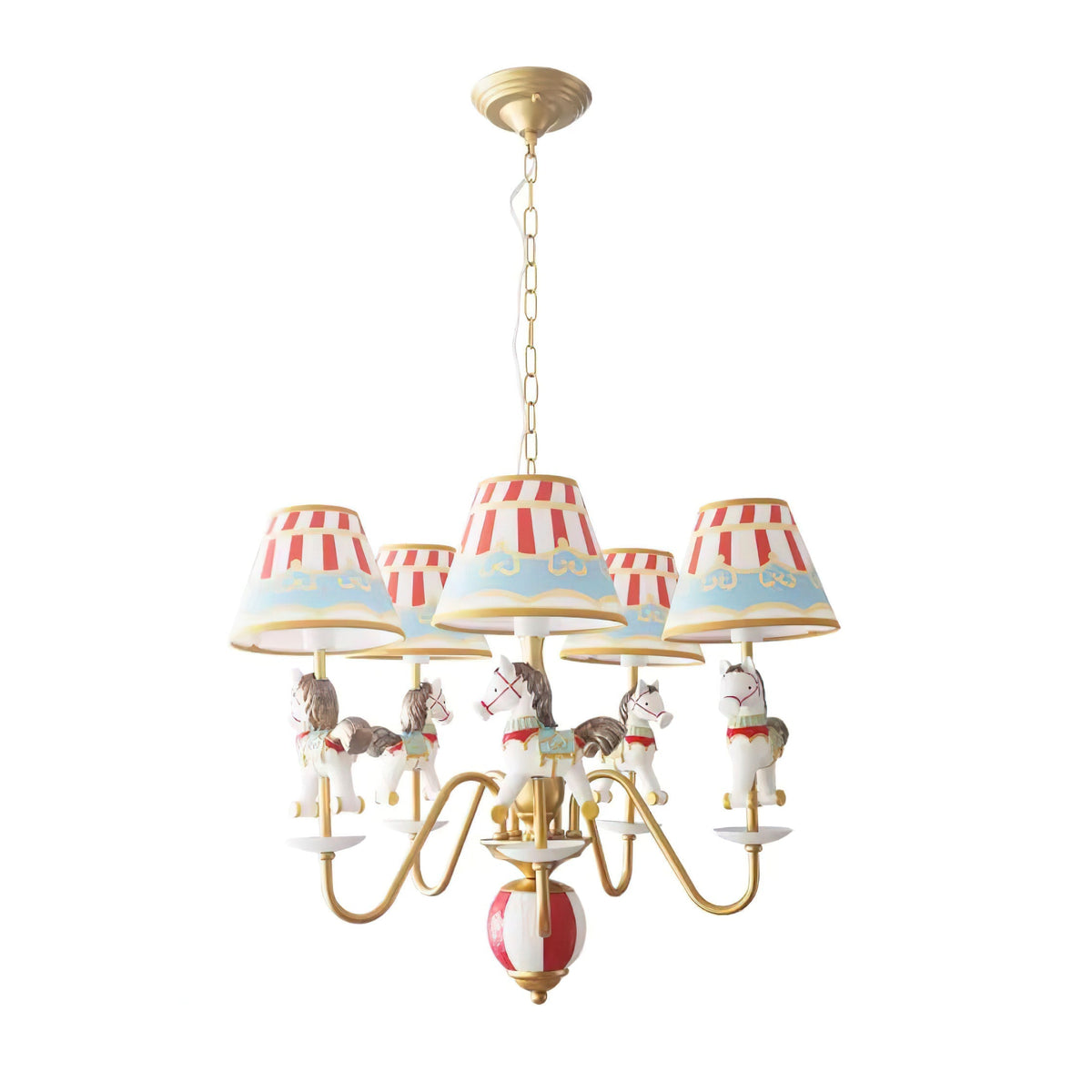 Lustre carrousel Delfio — Disposition à 5 ampoules, diamètre de 67cm, hauteur réglable