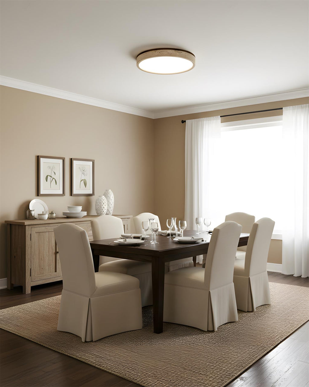 Fianin moderni akryylikattovalaisin – integroitu 3000 K:n LED, beige ja valkoinen