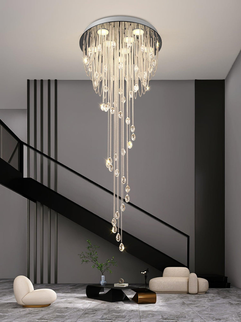 Lampadario di lusso postmoderno in cristallo Evlaieras — diametro da 40cm a 80cm, 50–90W