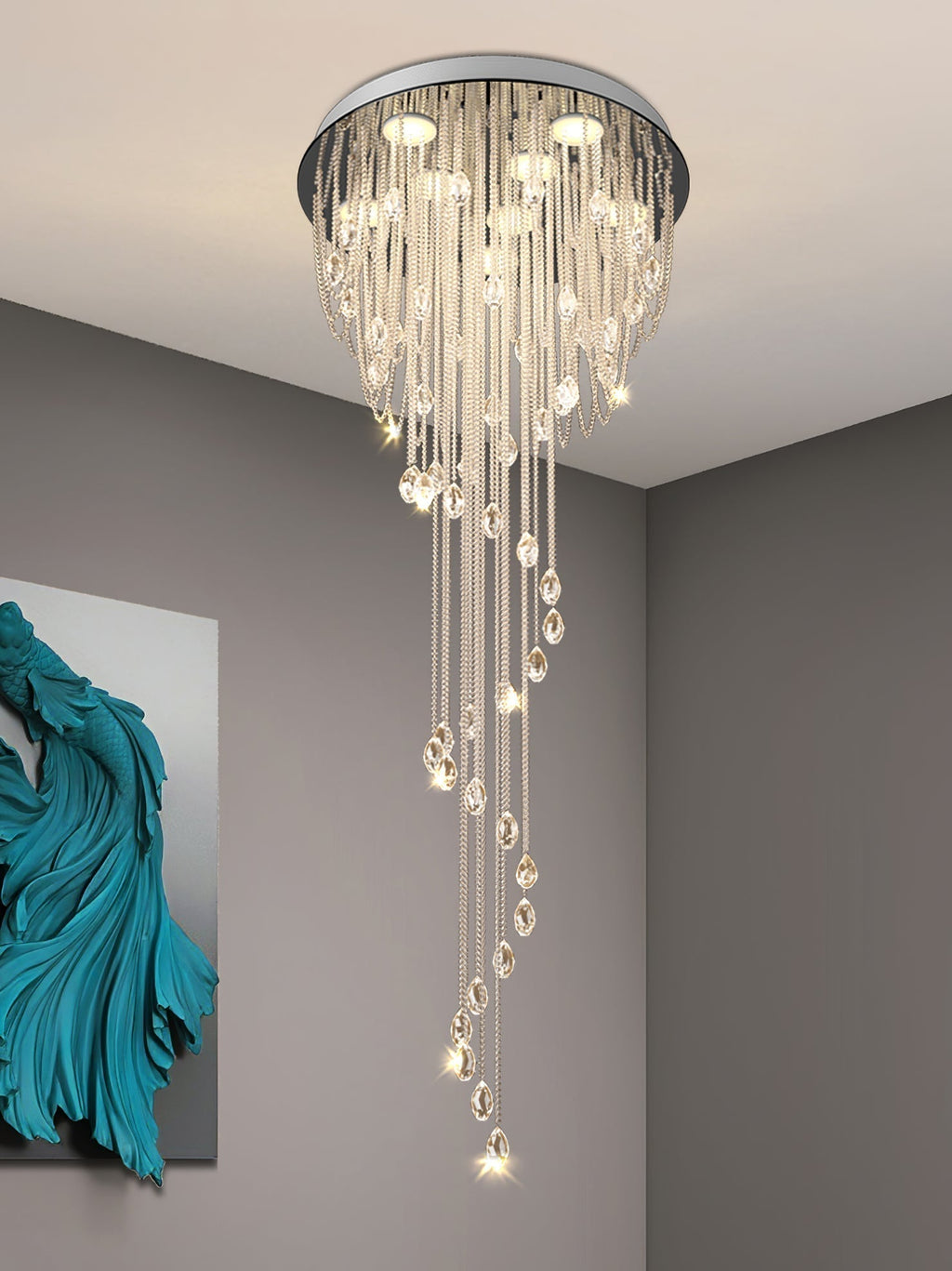Lampadario di lusso postmoderno in cristallo Evlaieras — diametro da 40cm a 80cm, 50–90W