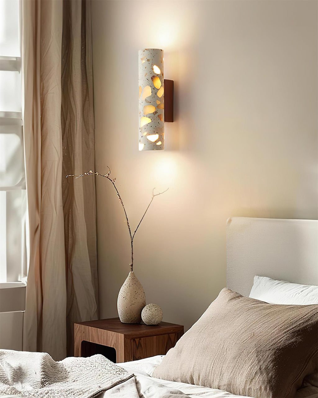 Fioren Terrazzo Wall Lamp — Hardwired Beige Walnut & Wood