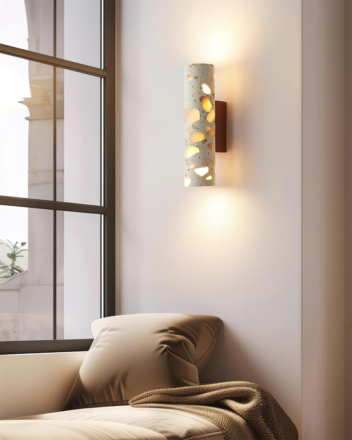 Fioren Terrazzo Wall Lamp — Hardwired Beige Walnut & Wood
