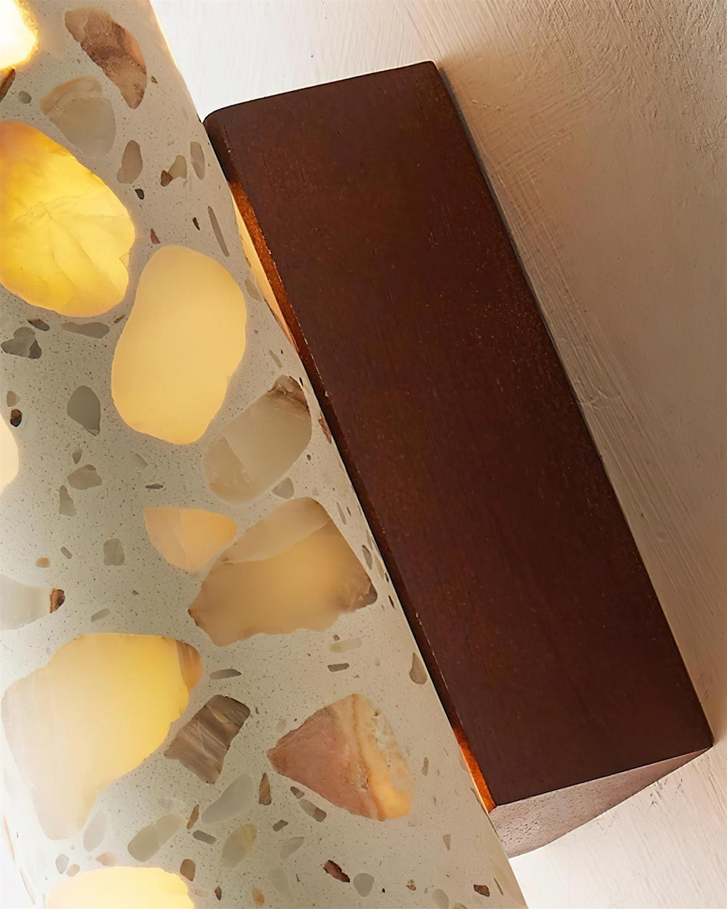 Fioren Terrazzo Wall Lamp — Hardwired Beige Walnut & Wood