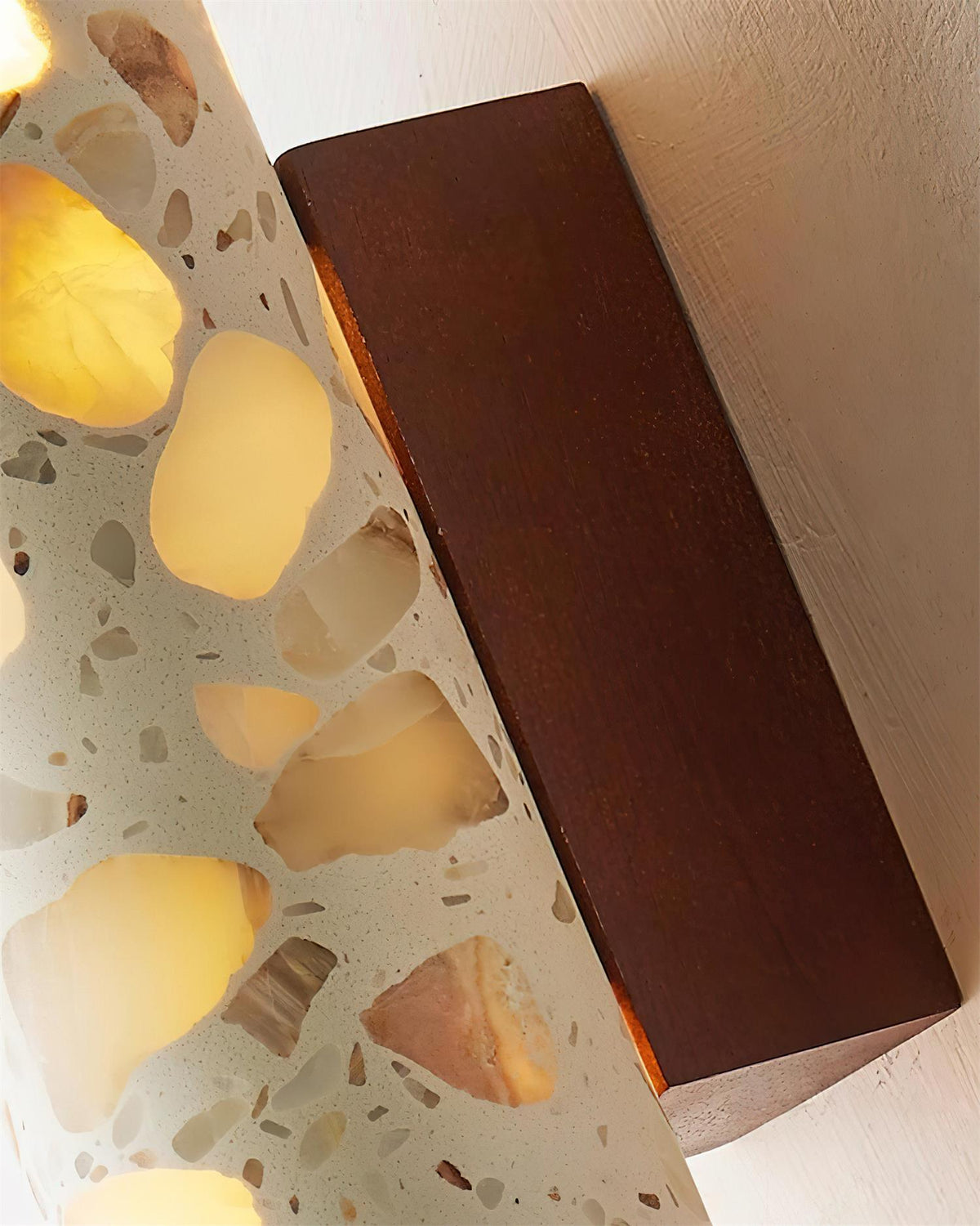 Fioren Terrazzo Wall Lamp — Hardwired Beige Walnut & Wood