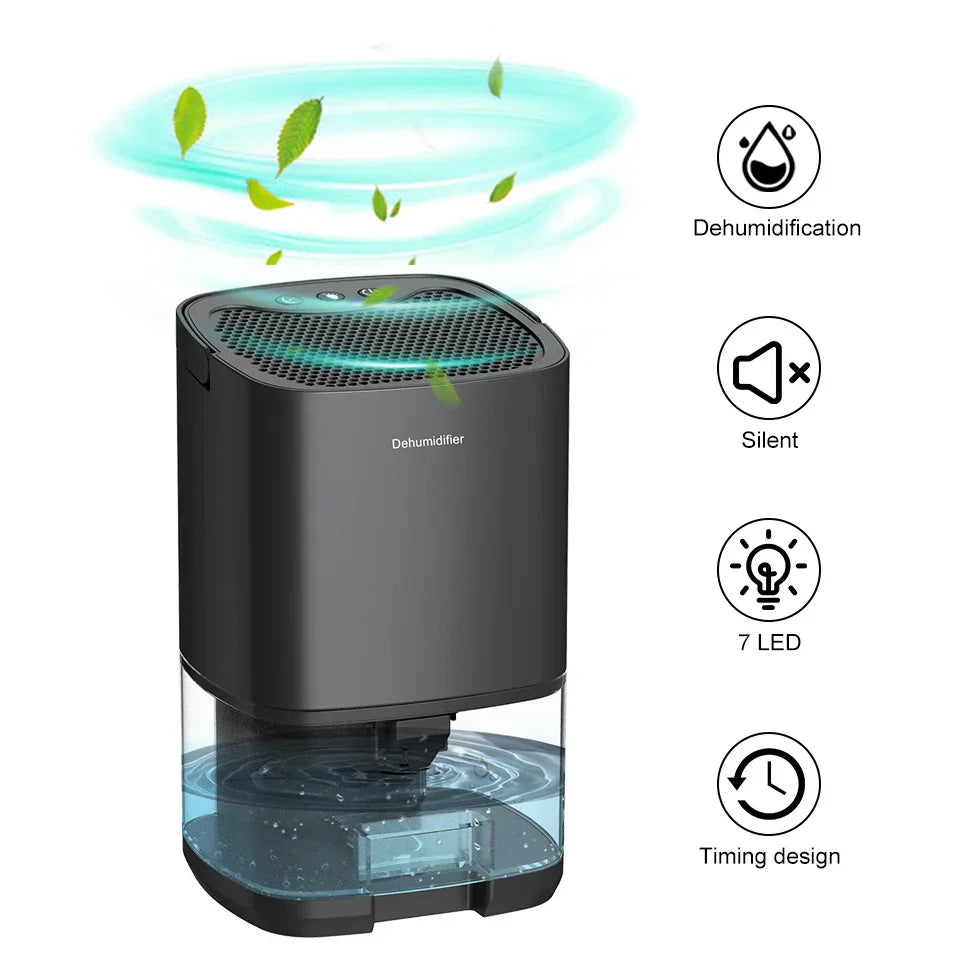 Hordozható páramentesítő és légtisztító - 1000 ml tartály - Anion szűrő - Éjszakai fény - ≤45 dB