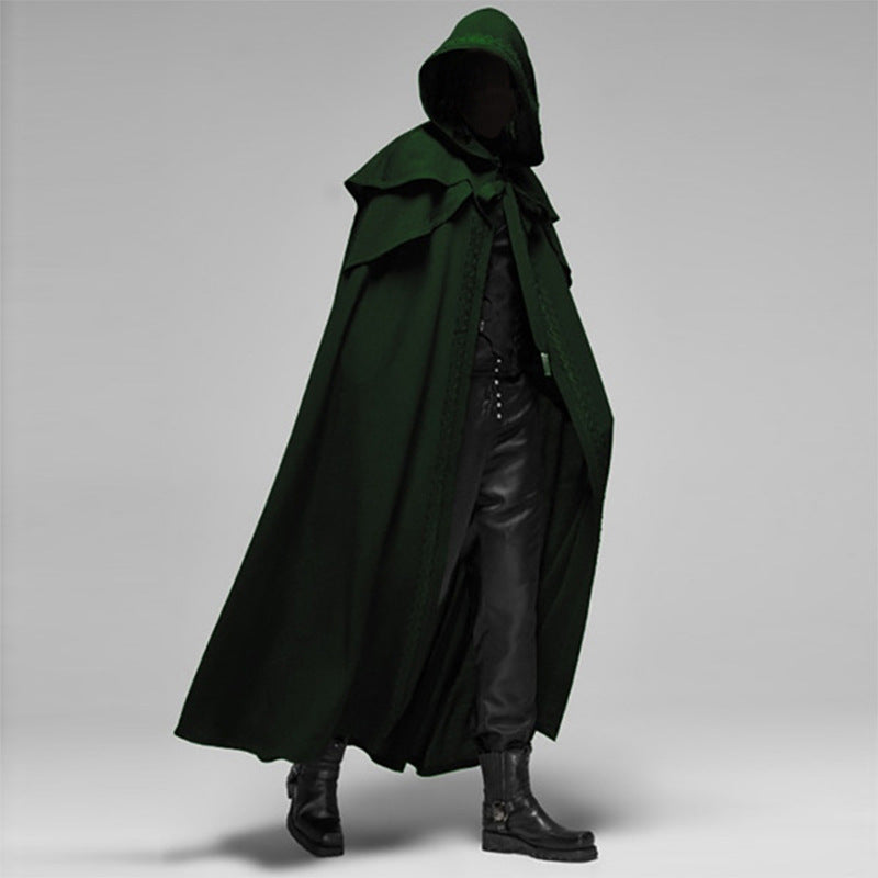 Mantello con Cappuccio Unisex Nightshade, Mantella Gotica in Velluto Nero