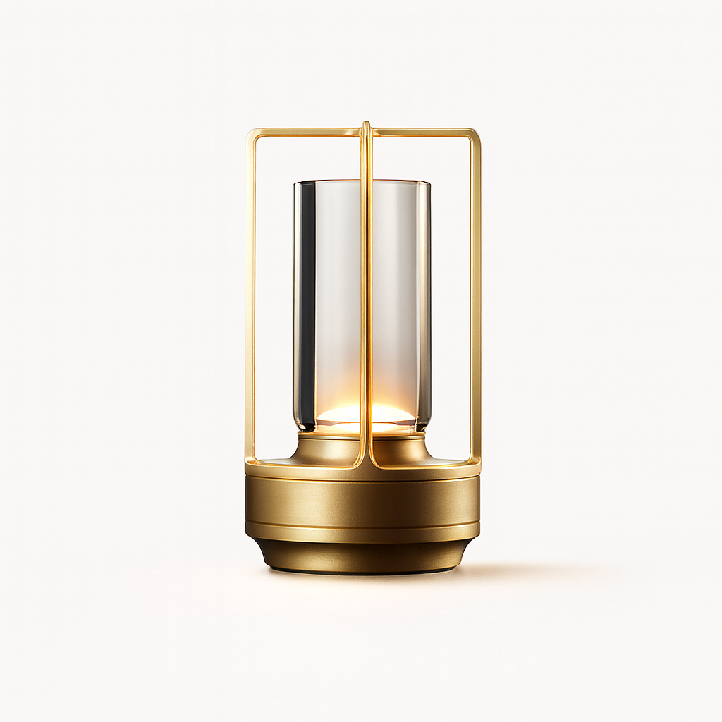 Candeeiro de mesa LED recarregável — regulador de intensidade tátil, efeito de cristal