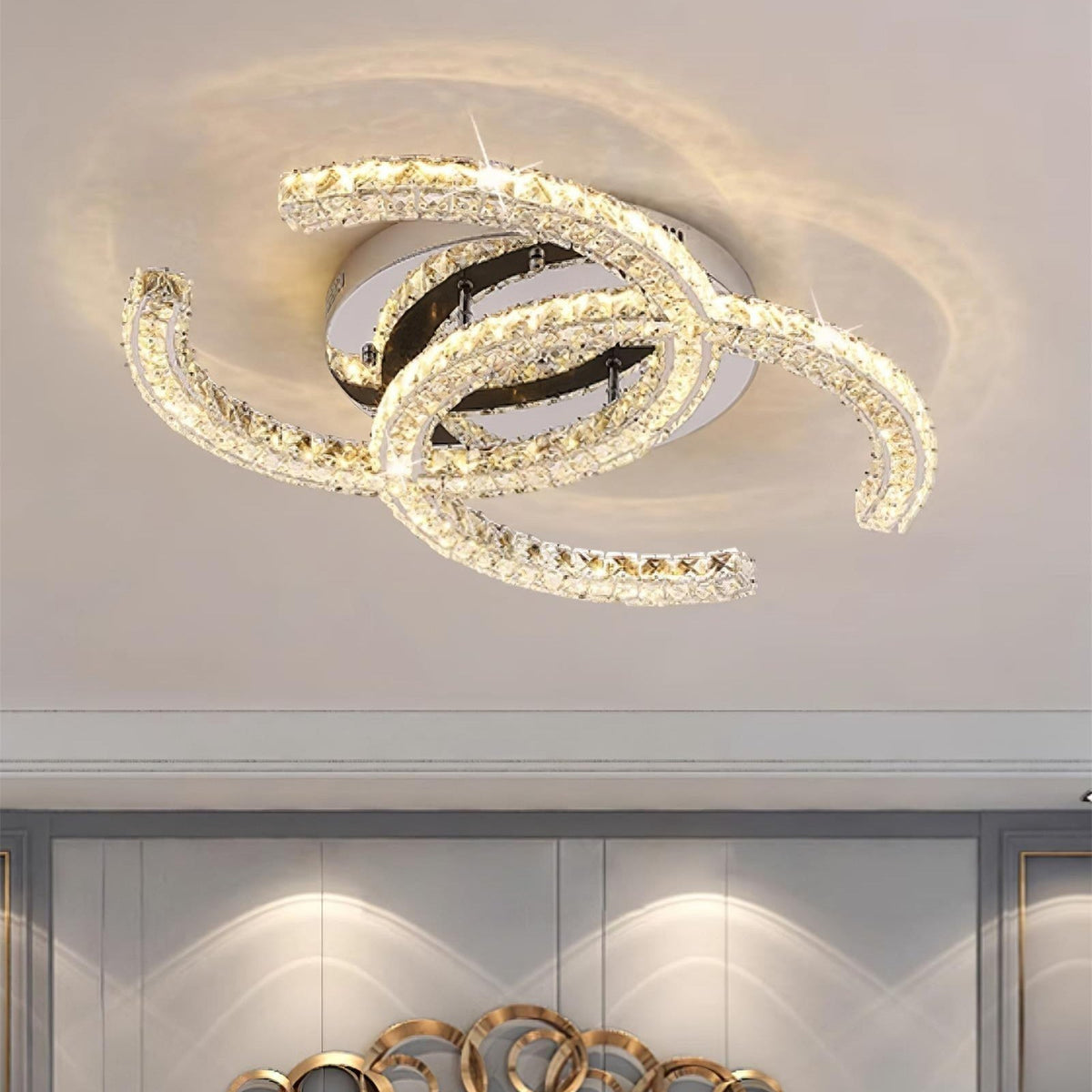 Double C Crystal Ceiling Light — Kristy Collection
