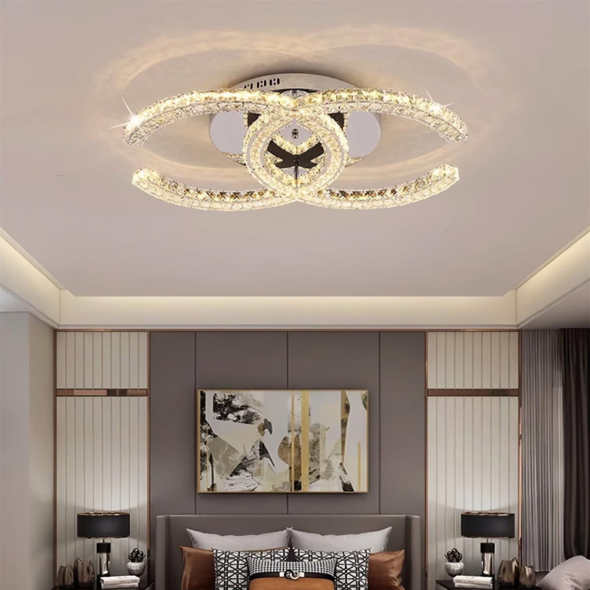 Double C Crystal Ceiling Light — Kristy Collection
