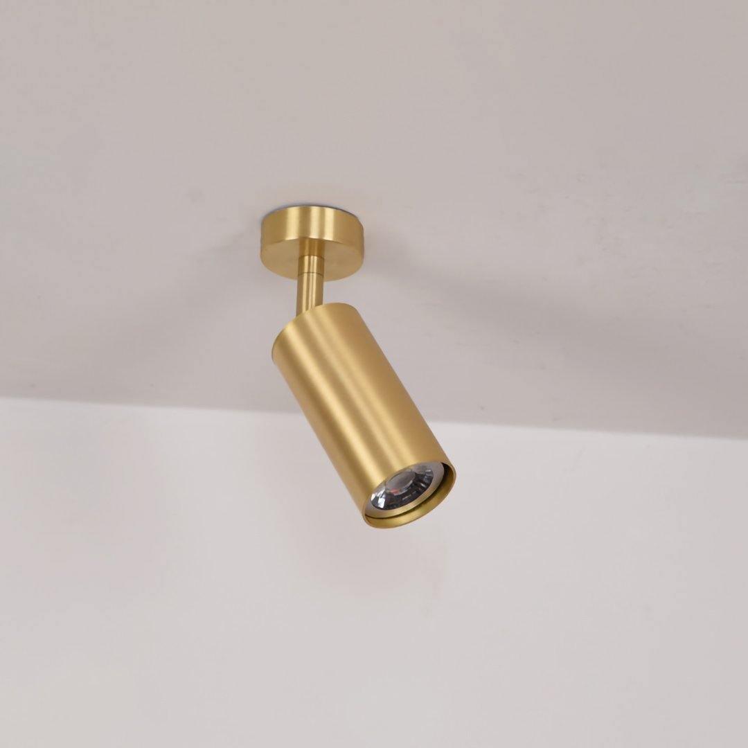 Lampada da soffitto cilindrica in ottone — lunghezza della sospensione regolabile