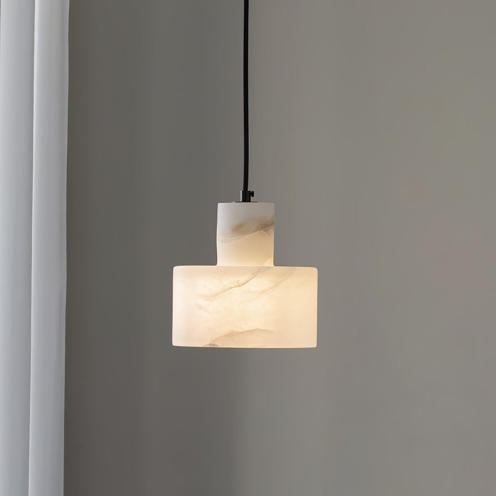 Handgeschnitzte Alabaster-Pendelleuchte Cyls