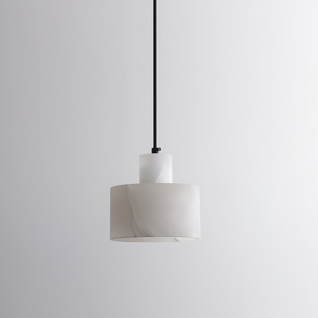 Podwójna cylindryczna lampa wisząca z alabastru - warstwowa sylwetka