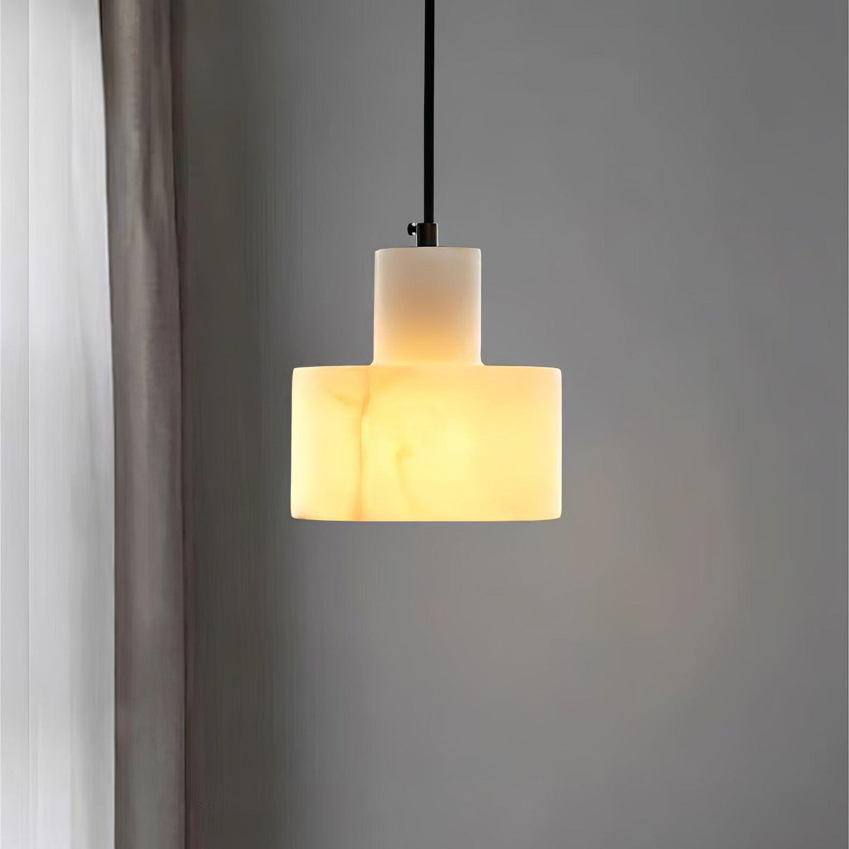 Podwójna cylindryczna lampa wisząca z alabastru - warstwowa sylwetka