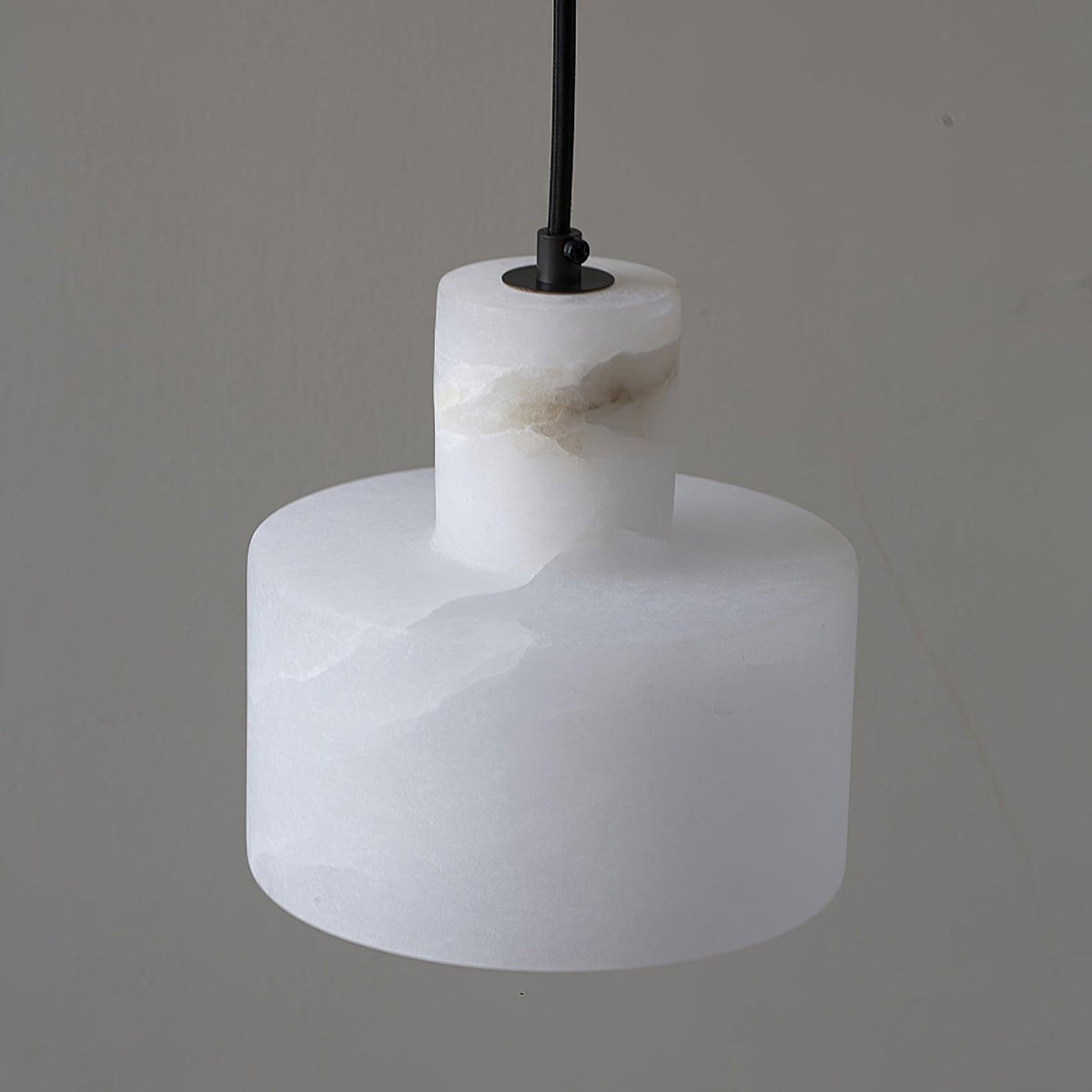 Podwójna cylindryczna lampa wisząca z alabastru - warstwowa sylwetka