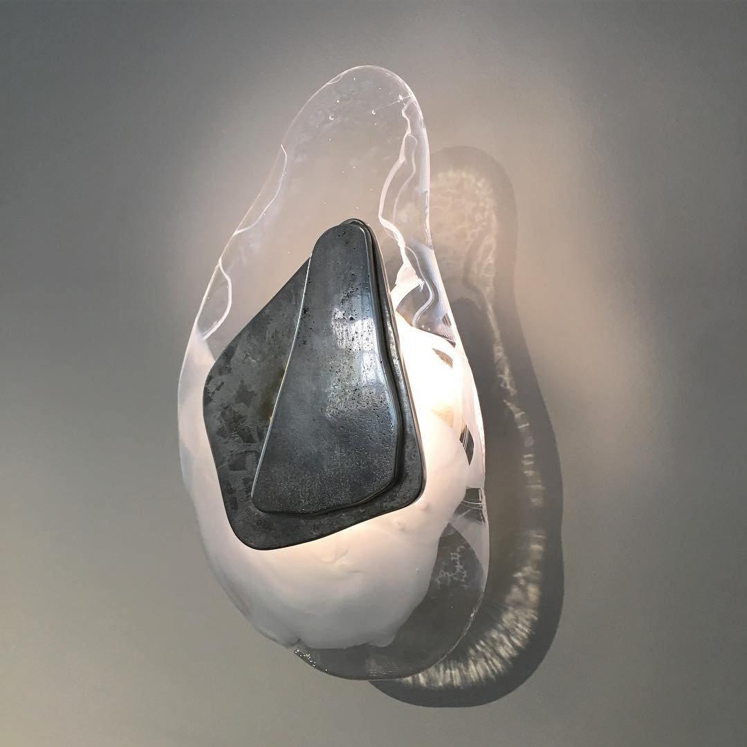 Beatrice Black Glass Wall Lamp — Artistic Swirled Texture, Matte Trim