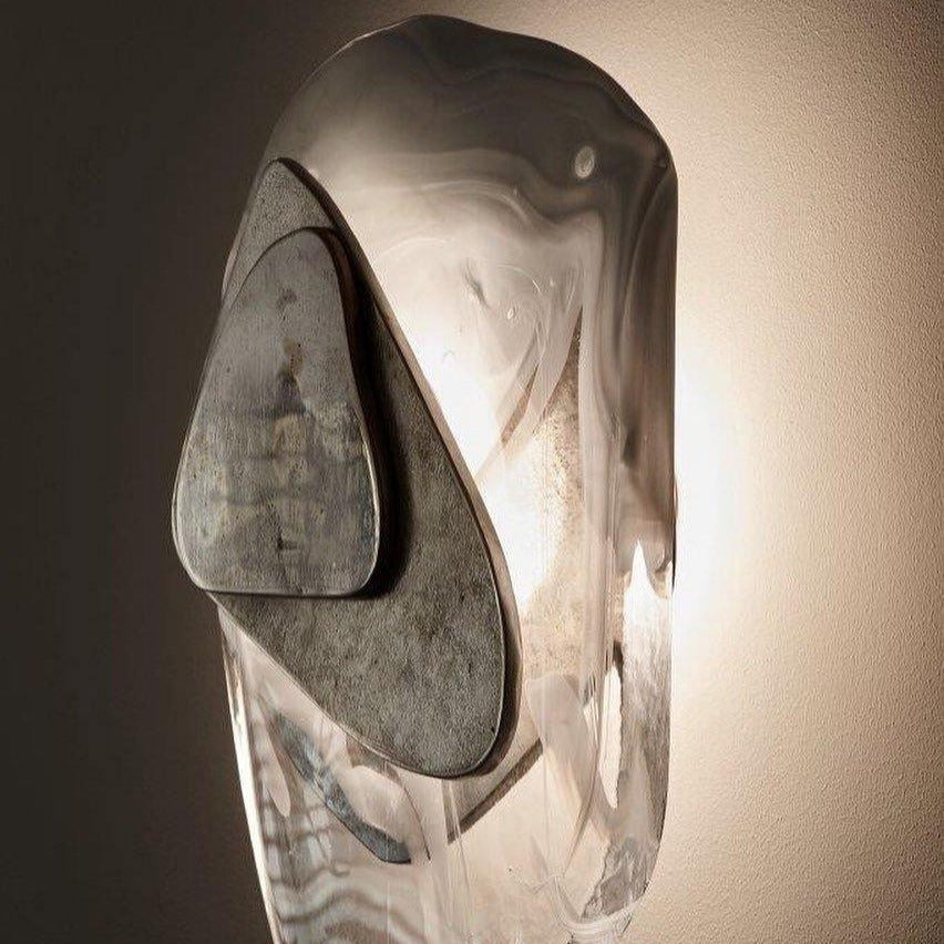 Beatrice Black Glass Wall Lamp — Artistic Swirled Texture, Matte Trim