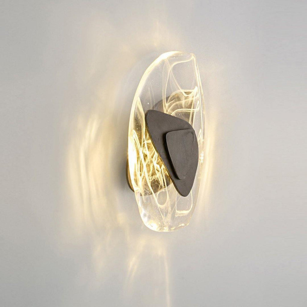 Beatrice Black Glass Wall Lamp — Artistic Swirled Texture, Matte Trim