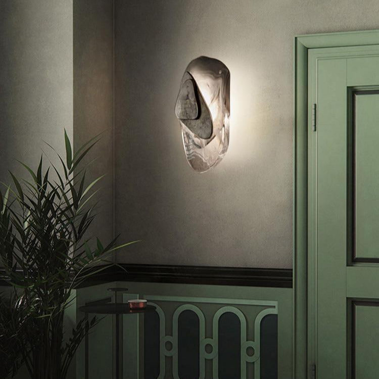 Beatrice Black Glass Wall Lamp — Artistic Swirled Texture, Matte Trim