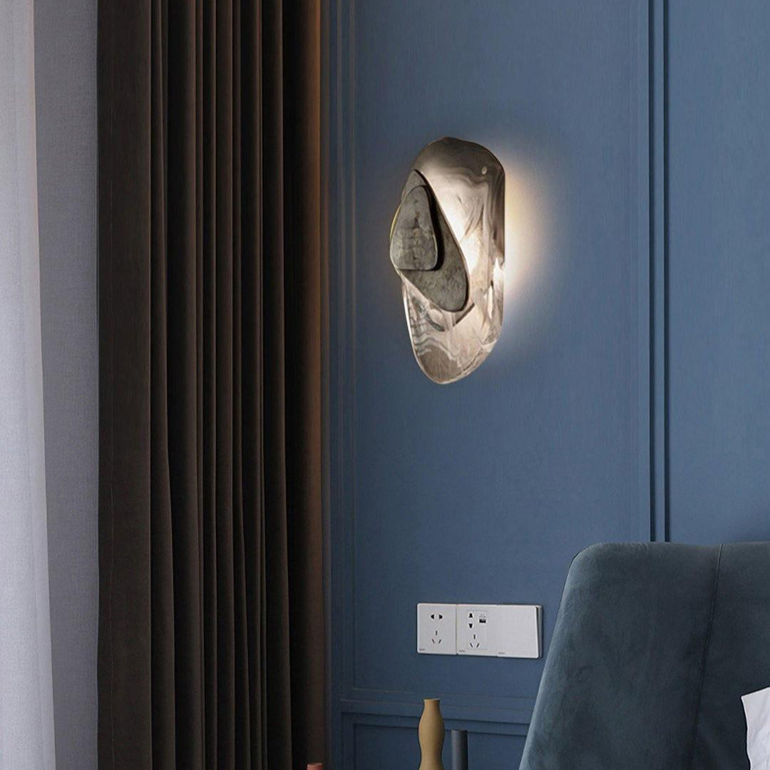 Beatrice Black Glass Wall Lamp — Artistic Swirled Texture, Matte Trim