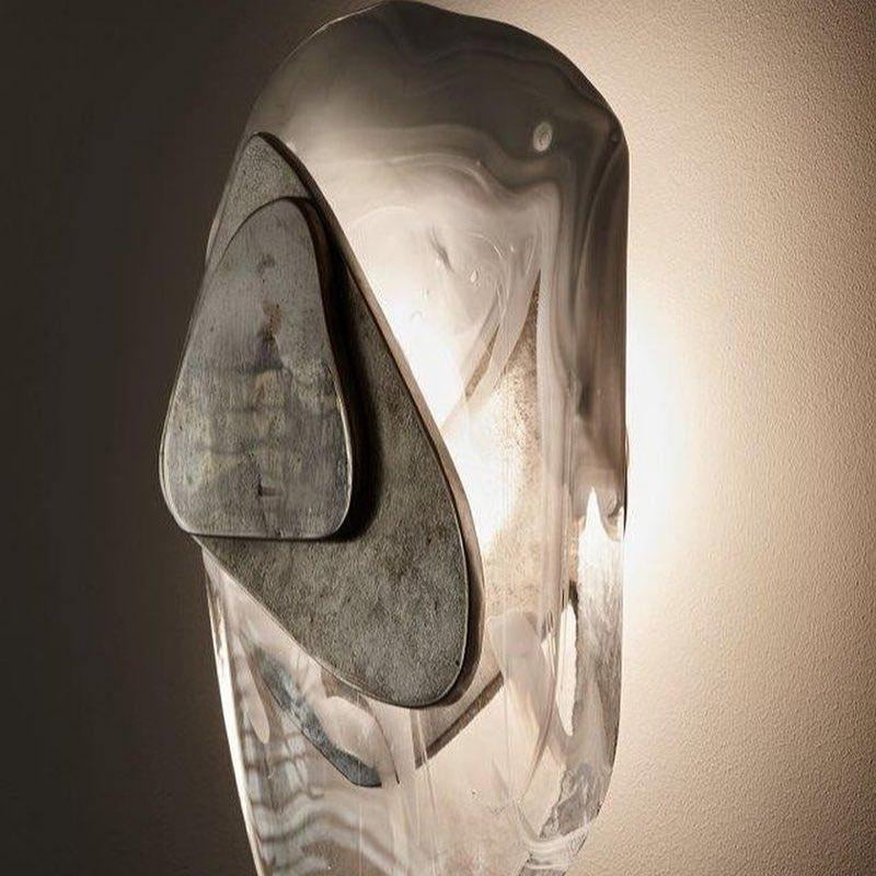 Beatrice Black Glass Wall Lamp — Artistic Swirled Texture, Matte Trim
