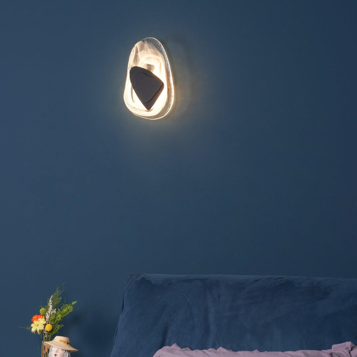 Beatrice Black Glass Wall Lamp — Artistic Swirled Texture, Matte Trim