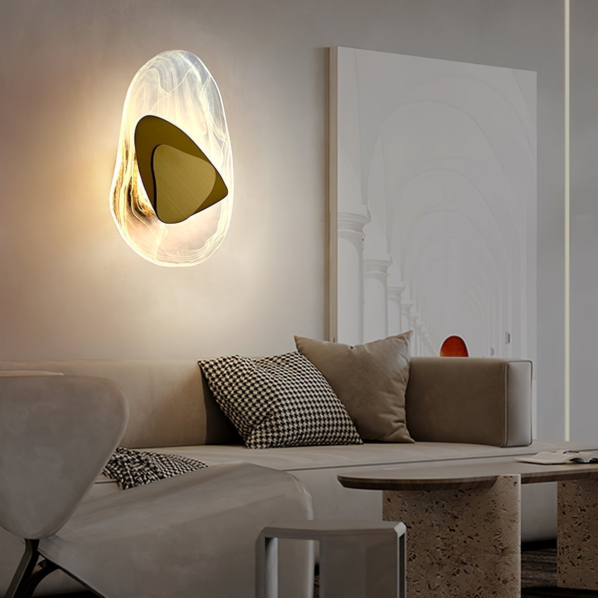 Blind nordische Kunstglas-Wandleuchte – integrierte LED, drei Farbtemperaturen