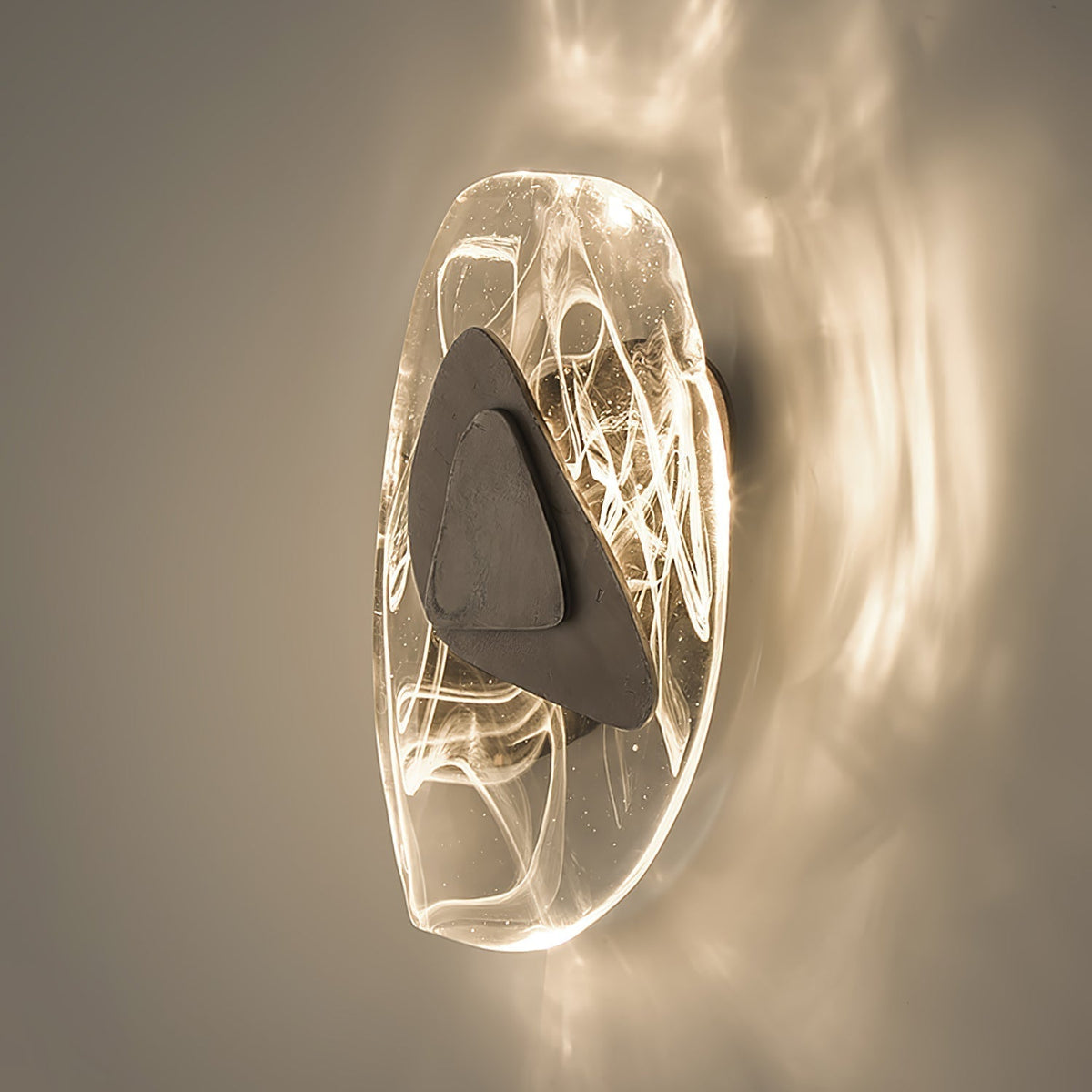 Beatrice Black Glass Wall Lamp — Artistic Swirled Texture, Matte Trim