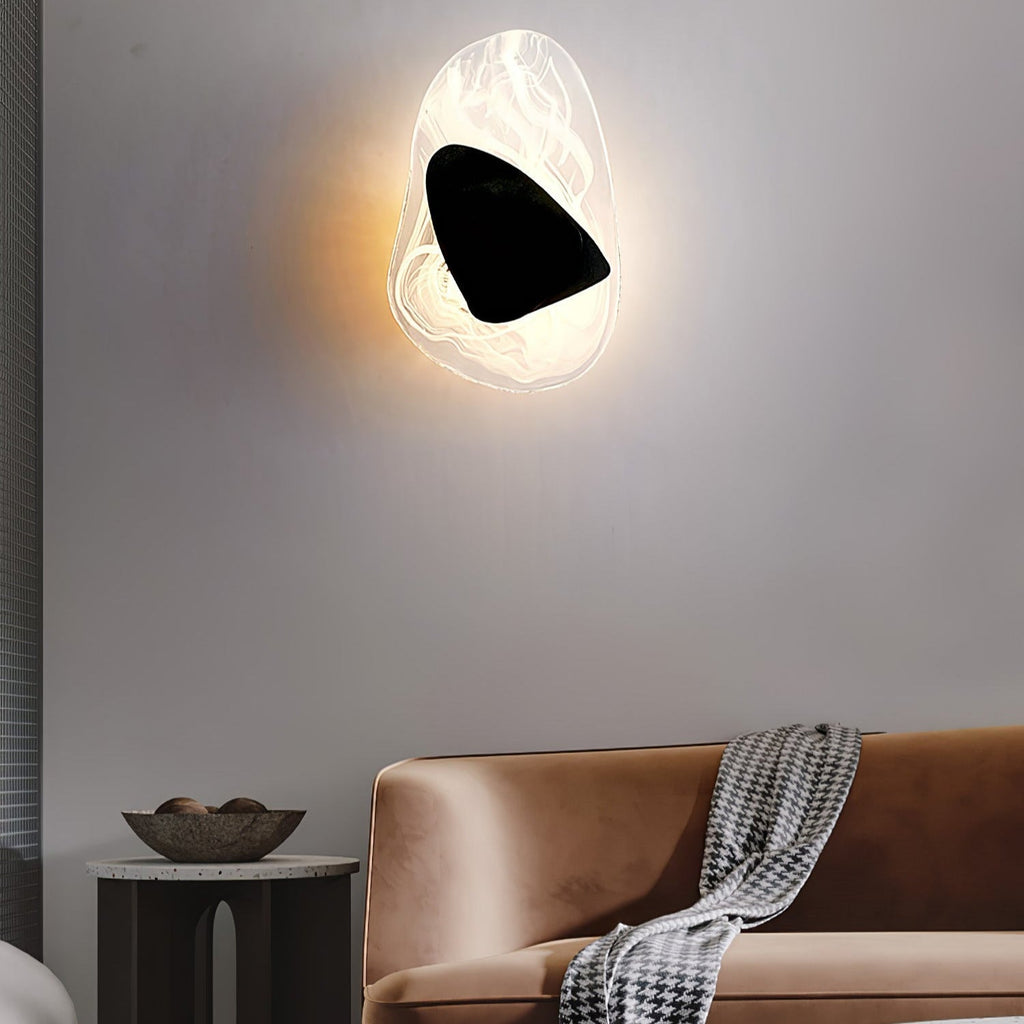 Beatrice Black Glass Wall Lamp — Artistic Swirled Texture, Matte Trim