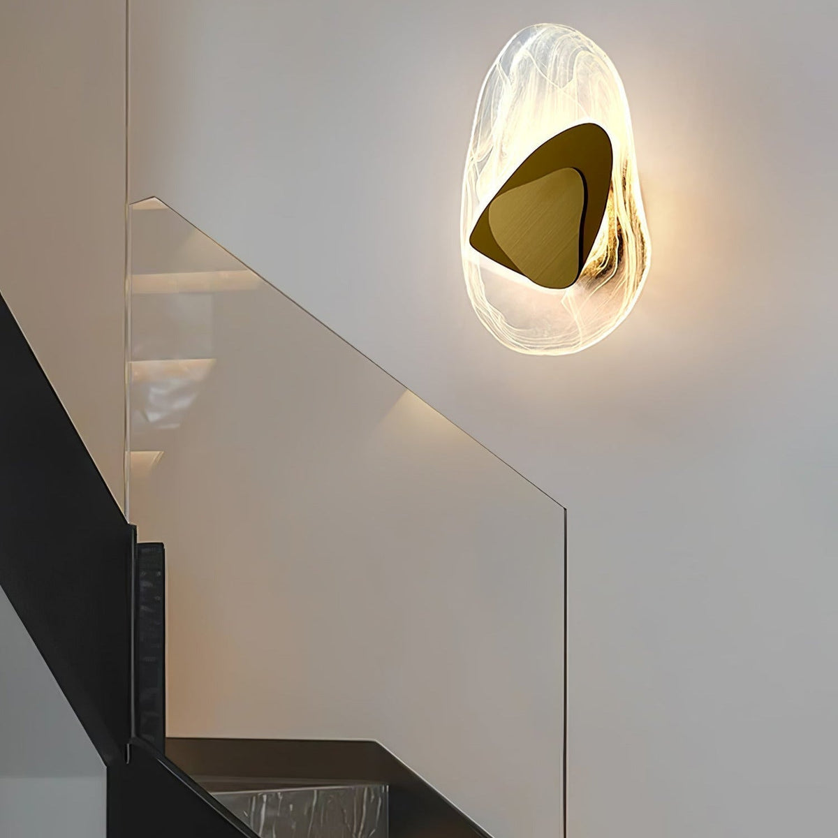 Beatrice Black Glass Wall Lamp — Artistic Swirled Texture, Matte Trim