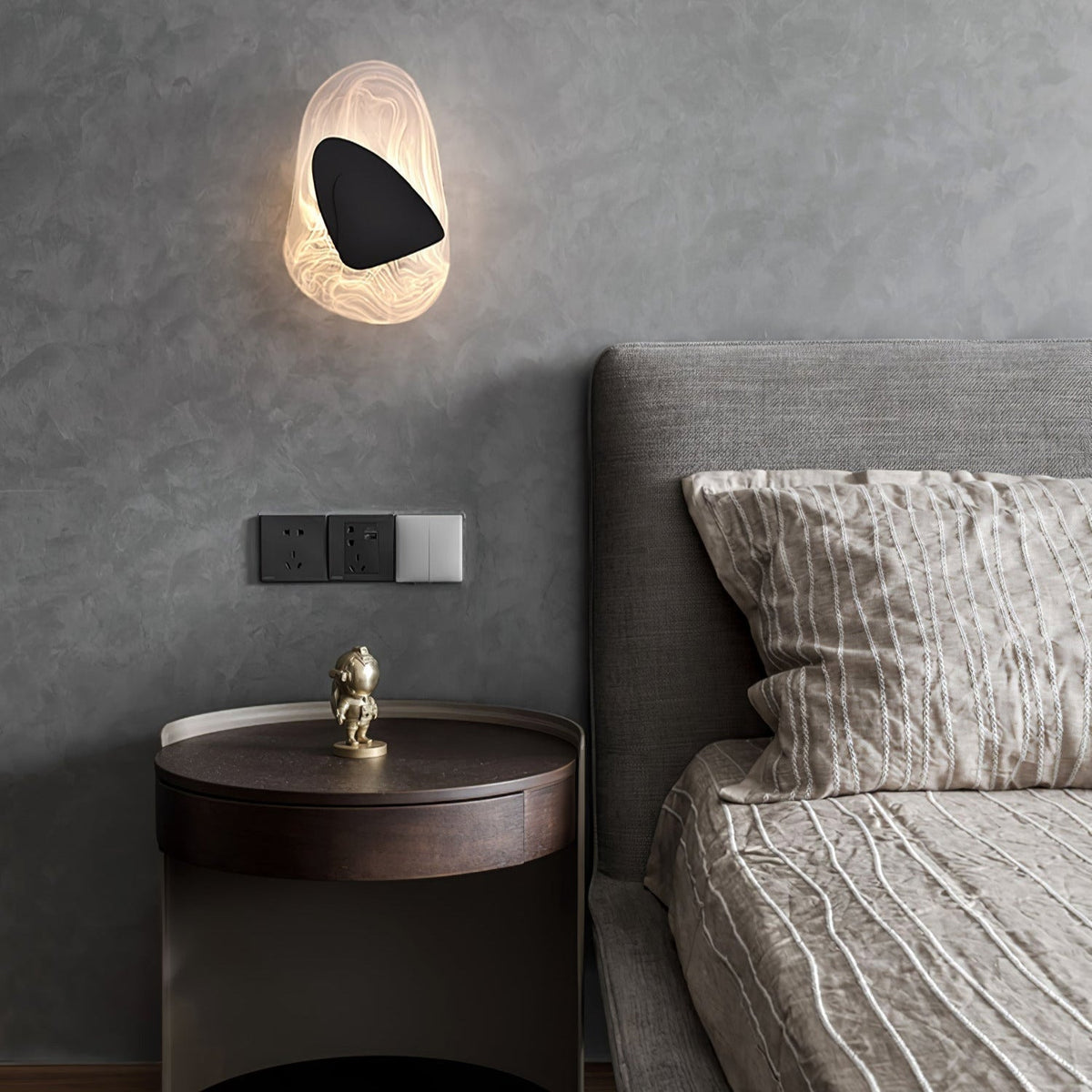 Beatrice Black Glass Wall Lamp — Artistic Swirled Texture, Matte Trim