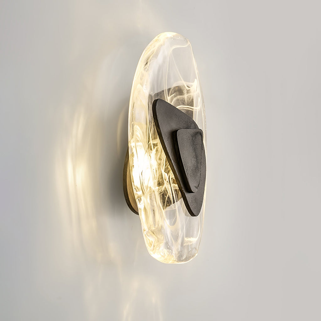 Beatrice Black Glass Wall Lamp — Artistic Swirled Texture, Matte Trim