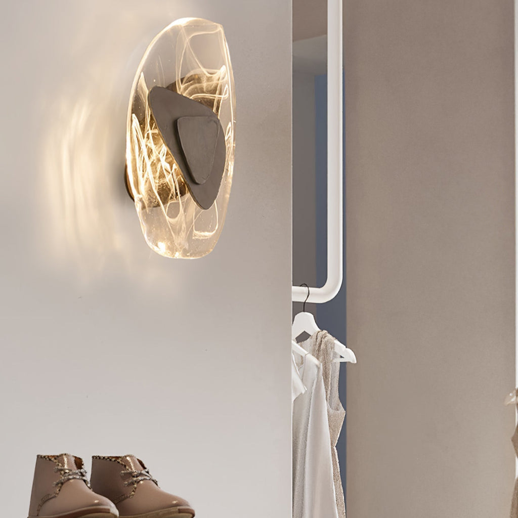 Beatrice Black Glass Wall Lamp — Artistic Swirled Texture, Matte Trim