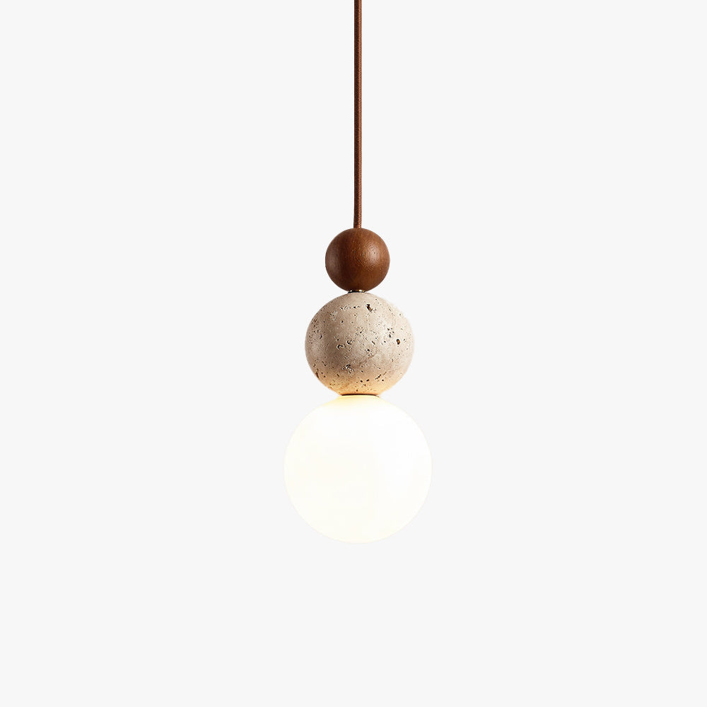 Travertine Globe Pendant Lamp — Hardwired Ceiling Fixture