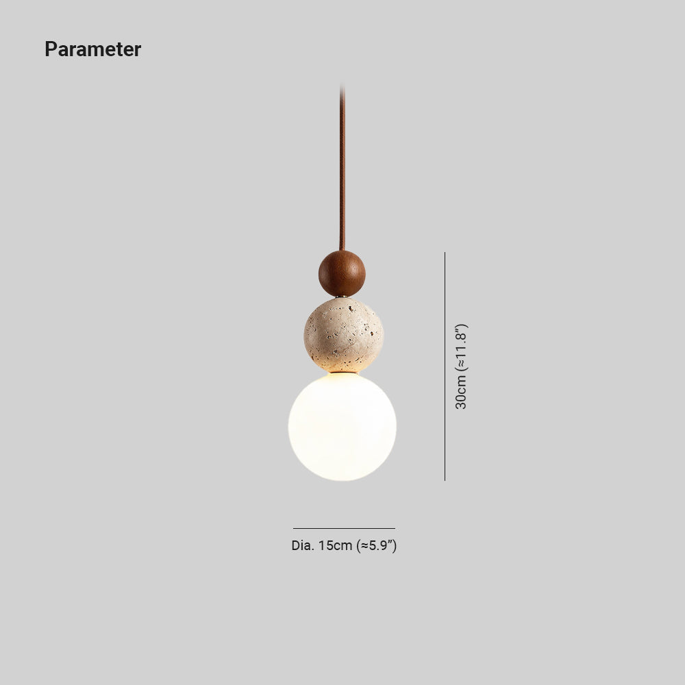 Travertine Globe Pendant Lamp — Hardwired Ceiling Fixture