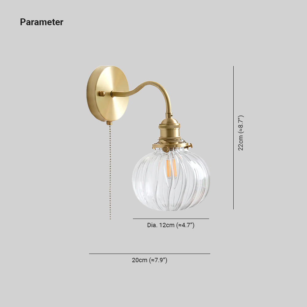 Lampada da parete vintage in vetro June — Catenella in ottone