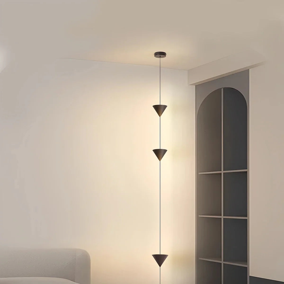 Lampe sur pied à câble suspendu design cône - Orntli