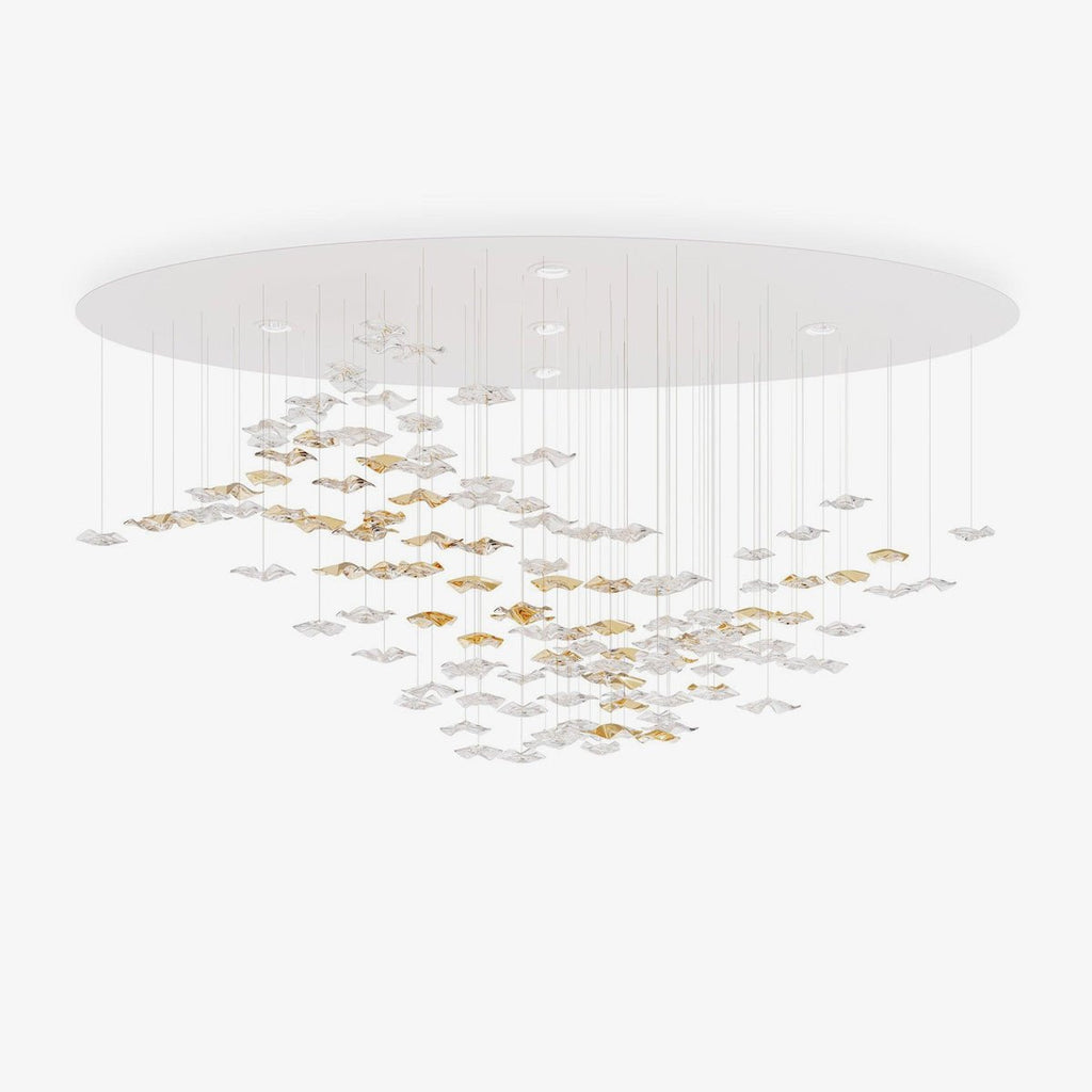 Grande lampadario a foglie di cristallo Nephele — Rosone 210x80cm, onde a cascata