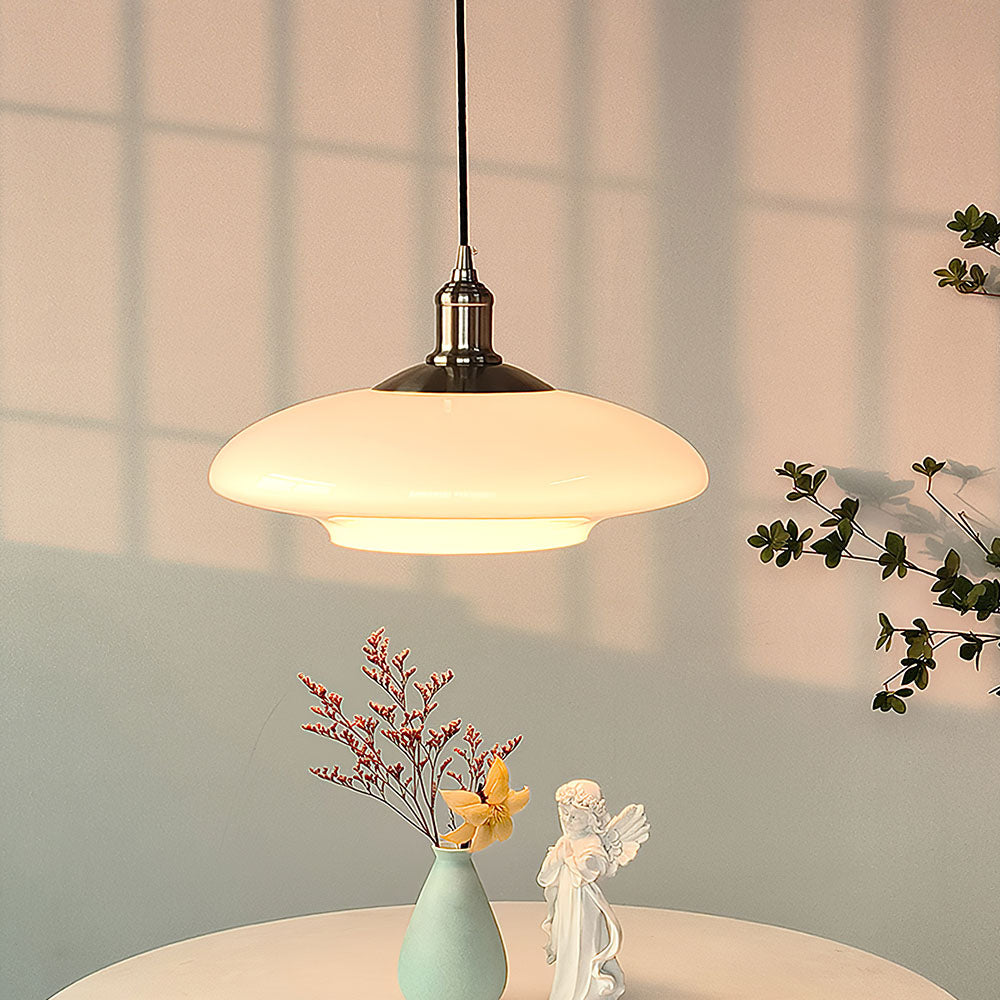 ClarteElegante - Lámpara colgante moderna de vidrio blanco