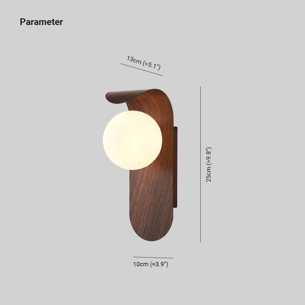 Exuro wandlamp — gebogen voet, houtkleur / walnootkleur